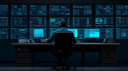 high tech cybersecurity center with professionals monitoring data