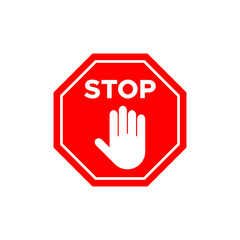 stop sign with hand icon vector isolated on white 