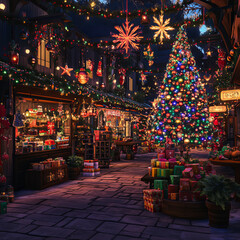 Obraz premium christmas tree at night