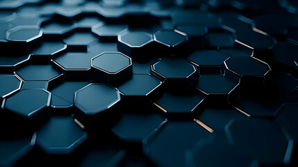 Obraz premium Dark Blue Hexagon 3D Illustration