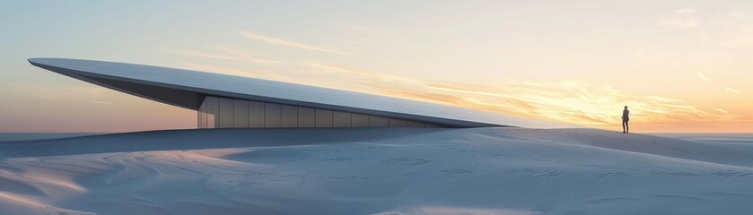 Fototapeta premium A minimalist architectural structure on a solitary dune