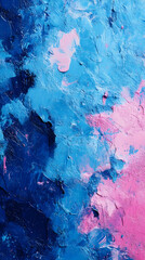 Abstract Blue Pink Impasto Painting