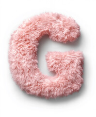Fototapeta premium Light pink color Fur letter G on white background
