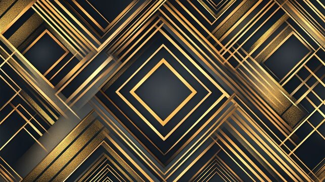 Abstract geometric black gold pattern.