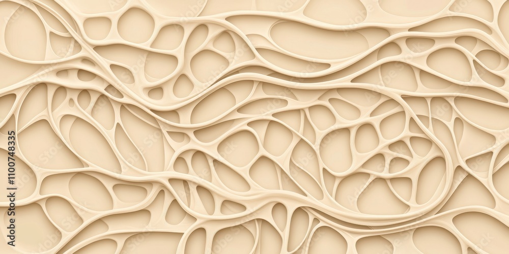 Aufkleber A textured, abstract design featuring flowing, interconnected lines in a soft beige color, creating a sense of movement and depth.