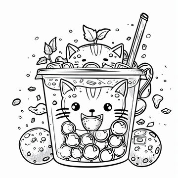 recommend clip art: Cute Cartoon Bubble Tea with Cat Characters