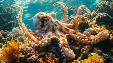 Octopus in Coral Reef