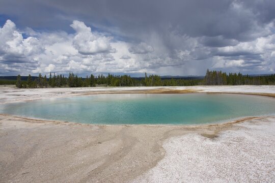 Ground View of Midway Geyser Basin at Yellowstone National Park 