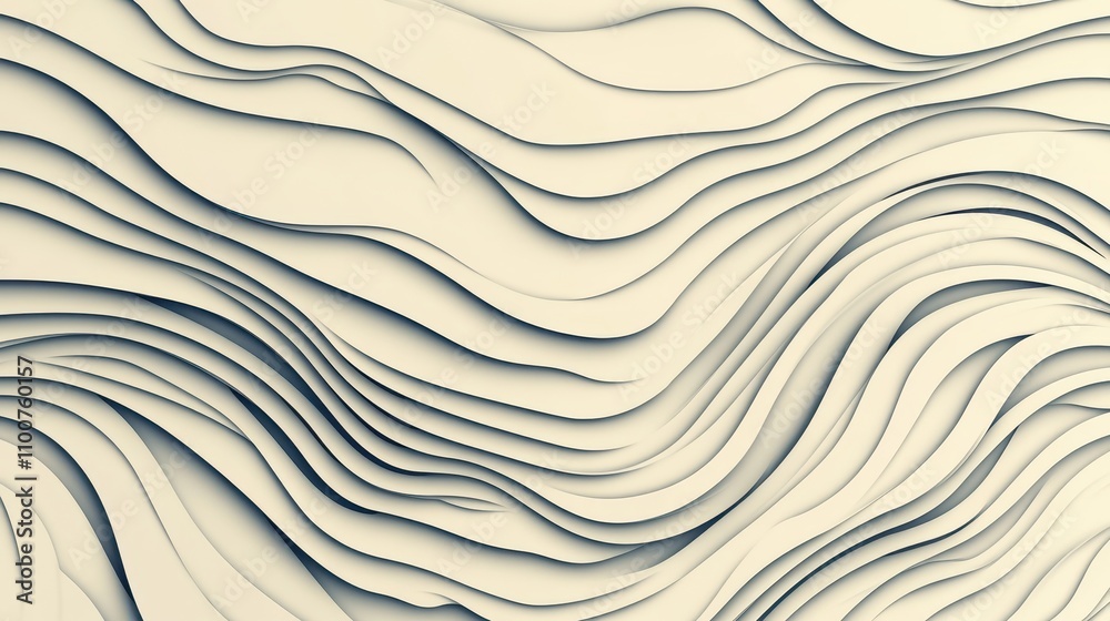 Poster A textured, wavy pattern of layered paper creating a modern, artistic design with soft shadows and depth.