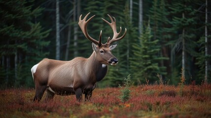 Fototapeta premium Majestic elk in autumn forest.