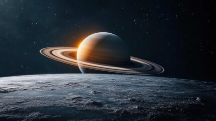 Obraz premium Saturn planet solar system with stars