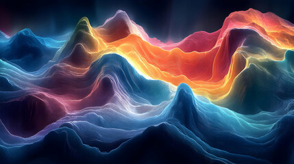 Obraz premium Abstract 3D Colorful Mountain Landscape