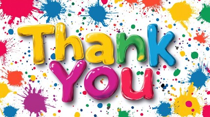 Fototapeta premium Vibrant thank you typography with splatter background