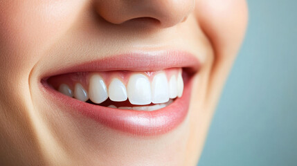 Fototapeta premium close up of smiling mouth showcasing bright, white teeth and healthy gums, radiating happiness and confidence