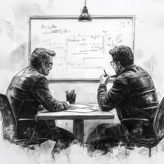 a manager and employee engaged in a productive one-on-one meeting, sitting at a modern office table looking at each other