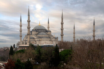 View of the Blue Mosque (Sultan Ahmed Mosque) in Sultanahmet district in the European part of...