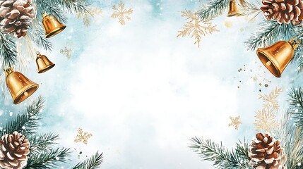 Christmas watercolor background and Christmas decorations
