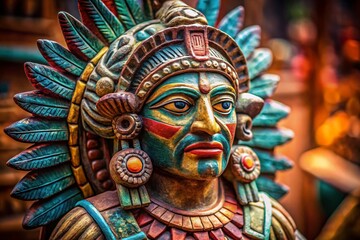 Obraz premium Stunning Macro Photography of an Antique Aztec Bird Man Statuette from Mexico, Showcasing Intricate Details and Rich Cultural Heritage in a Captivating Close-Up Image