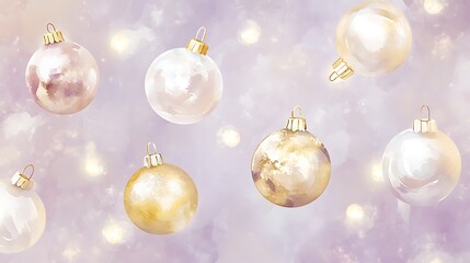 Fototapeta premium Christmas watercolor background and Christmas decorations