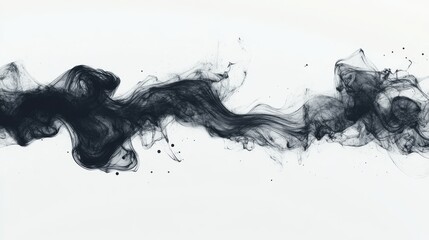 Fototapeta premium An illustration of wisps of black smoke floating across the screen on a white background