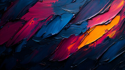 Obraz premium Abstract Impasto Painting, Vibrant Hues in Dynamic Strokes
