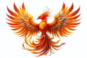 Stunning Silhouette of a Phoenix Bird on a White Background Capturing the Essence of Rebirth, Resilience, and Transformation in a Minimalist Design for Creative Projects