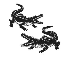 Aggressive Bold Crocodile Silhouette Vector Template with Sharp Angles