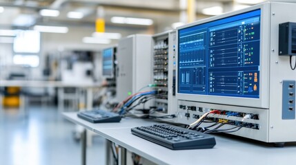 Fototapeta premium Advanced digital interfaces for fuel processing control room monitoring and management systems