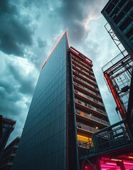 architecture building illustration from below, ai