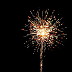 Obraz premium glowing firework cracker explosion isolated on black background