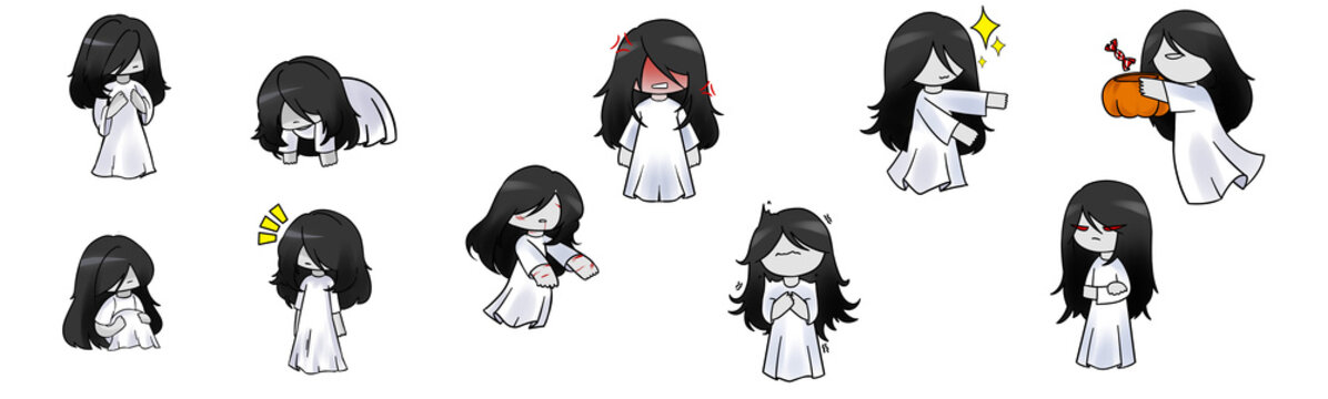 Cute ghost girl with white clothes