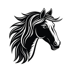 Obraz premium A black silhouette of a horse’s face vector on white background
