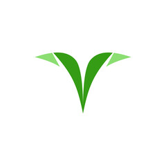 Green leaf letter v logo for eco-friendly branding