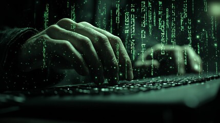 Hands Typing Code On A Dark Keyboard