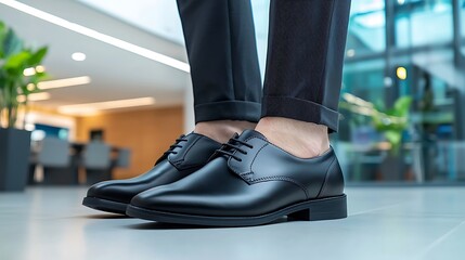 Fototapeta premium Elegant business shoes modern office environment fashion focus professional style visual appeal
