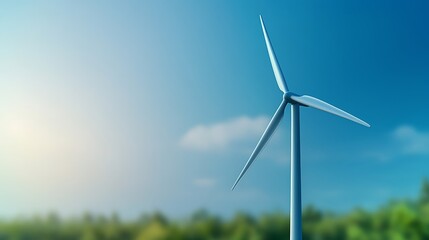 Fototapeta premium Harnessing wind energy wind turbine power generation rural area nature scene clear sky sustainability