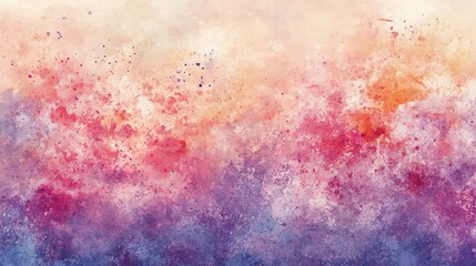 Obraz premium Abstract watercolor background with soft pastel colors and paint splashes in light brown, beige, and colorful woodcut prints, creating a dreamy, artistic atmosphere for design and decoration.