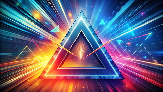 Triangle Graphic Illustration with Abstract Background Featuring Dynamic Arrows for Engaging PowerPoint Presentations, Google Slides, and Prezi Visuals
