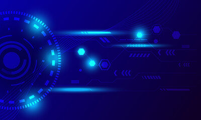 Fototapeta premium blue lines circuit networking high technology electronic abstract background