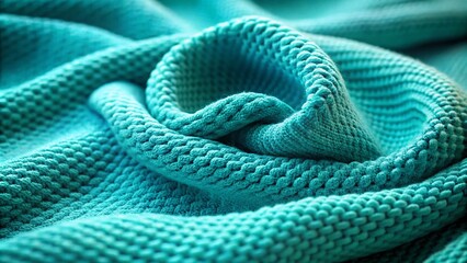 Fototapeta premium Turquoise Knitted Fabric Texture for Sewing Clothes, Featuring a Smooth Surface Ideal for Fashion Design and Tailoring Projects, Perfect Background for Textile Inspiration