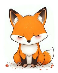 Obraz premium dessin vectoriel d'un petit renard roux triste