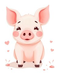 Fototapeta premium dessin d'un petit cochon joyeux qui sourit 
