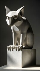 Minimalist Gargoyle Architectural Ornament with Stark Lighting and Geometric Form