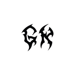 Fototapeta premium GK monogram logo design letter text name symbol monochrome logotype alphabet character simple logo
