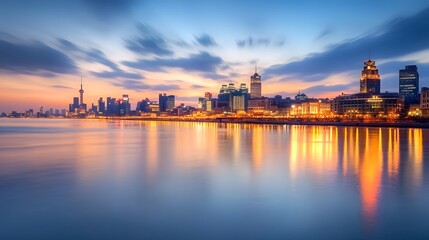 sunset over the city