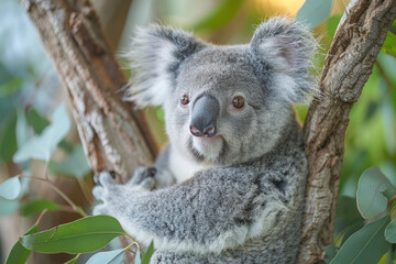 Obraz premium Koala on Branch,. 