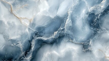 Fototapeta premium A seamless marble texture featuring blue and white streaks, reminiscent of ocean waves, creating a soothing and fluid design perfect for backgrounds, interiors, or abstract art in high-end decor.