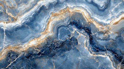 Fototapeta premium A seamless marble texture featuring blue and white streaks, reminiscent of ocean waves, creating a soothing and fluid design perfect for backgrounds, interiors, or abstract art in high-end decor.