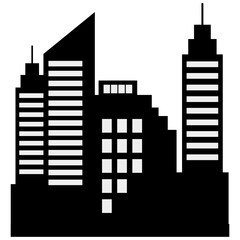 Obraz premium Black Silhouette of City Skyline. Vector Illustration on White Background.