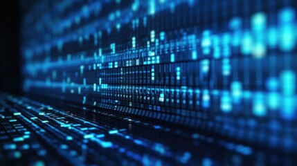 Fototapeta premium Web-Inspired Binary Stream Wallpaper with Blue Motion Lines and Depth Effect